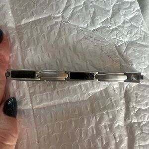 Stainless Steel and Black Bracelet